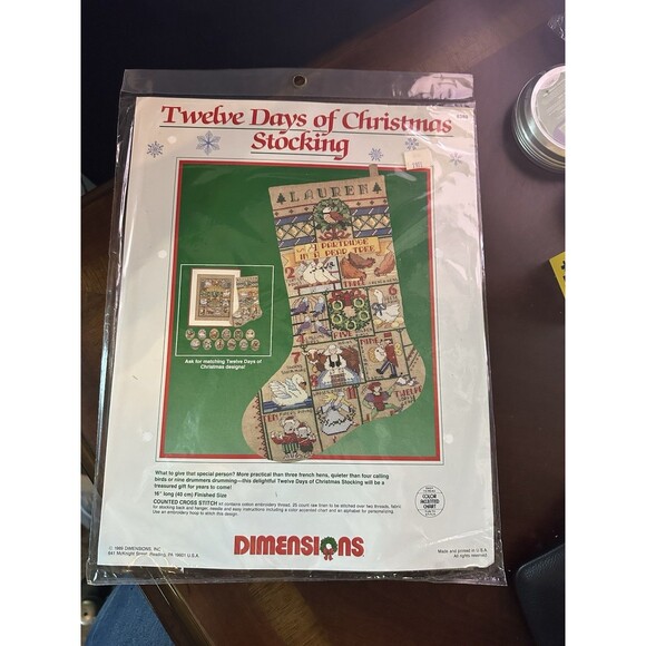 1989 Twelve Days of Christmas Stocking Kit #8389 New Old Stock Holiday Kit - Picture 2 of 8